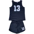 Herren schwarzes ärmelloses Sport Tanktop und Shorts Set mit Nummer 13 für Fitness und Training - Schwarz