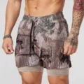 Short de fitness camouflage 2 en 1 pour homme pantalon de sport entrainement course - Camouflage de Jungle