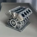 Porte-stylo en forme de moteur V8 avec texture métallique réaliste, organiseur de bureau créatif. - Porte-stylo moteur - B