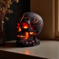 Νυχτερινό φως κρανίου ρητίνης Halloween, ραγισμένο λαμπερό τρομακτικό διακοσμητικό φωτιστικό σπιτιού. - 20cm / Φωτιστικό νεκροκεφαλή λάβας Β