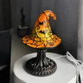 Gotische Halloween Harz Hexenhut Nachtlicht gruselige dekorative Schreibtischlampe - Hexenhut-Leuchte - Fledermaus