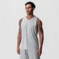 Men athletic quick dry mesh tank top for running fitness workout sleeveless sportswear detail. - S / Light Gray