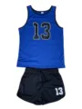 Herren ärmelloses Sportswear-Set, blaues Trikot und schwarze Shorts mit Nummer 13, Fitness Training. - Blau Schwarz