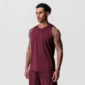 Breathable mesh athletic tank top and shorts set in maroon, ideal for summer running workouts. - S / Red
