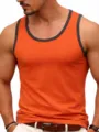 Heren effen mouwloze sport tanktop voor fitness hardlopen casual outdoor kleding. - S / Oranjerood