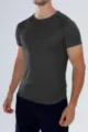 Atmungsaktives Herren Sport T-Shirt kurzarm schnelltrocknend Fitness Laufshirt einfarbig - Schwarz und Grau