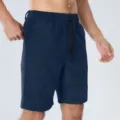 Pantaloncini in corduroy da uomo casual coulisse tinta unita abbigliamento estivo - Taglia S / Blu navy