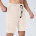 Pantaloncini casual da uomo in velluto a coste tinta unita con coulisse abbigliamento. - Taglia S / Bianco avorio