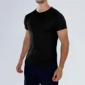Ανδρικό Μαύρο Κοντομάνικο Αθλητικό T-Shirt Διχτυωτό Αναπνεύσιμο Fitness Τρέξιμο Casual Top - S / Μαύρο