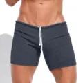 Herren sexy Freizeit Kordelzug Sportshorts, atmungsaktive schnelltrocknende Sommer Shorts - S / Dunkelgrau