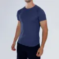 Ανδρικό αθλητικό κοντομάνικο T-shirt σε σκούρο μπλε, διαπνέον mesh top γυμναστικής. - S / Ναυτικό μπλε