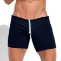 Herren lässige Kordelzug Strickshorts Sommer Strand Sport atmungsaktiv Schnelltrockner - S / Marineblau