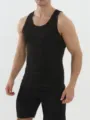 Zwarte geribbelde heren tanktop voor zomertraining, hardlopen en fitnessactiviteiten. - S / Zwart