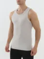Heren geribd tanktop, ademend mouwloos sportshirt voor fitness, hardlopen en zomerse trainingen. - S / Lichtgrijs