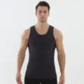Heren geribbelde sporttanktop voor fitness, bodybuilding en casual zomerse training. - S / Marineblauw