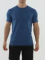 Herren Kurzarm Quick Dry Sport T-Shirt Detail, atmungsaktives Fitness Laufen Slim Fit. - S / Marineblau