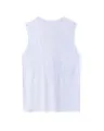 Close-up detail view of the white breathable mesh back panel and athletic sleeveless design. - S / Tops / White