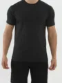 Herren Einfarbig Kurzarm Fitness T-Shirt Sport Laufen Training Workout Oberteil Neu Stil - S / Schwarz