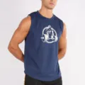 Canotta da fitness da uomo, traspirante e ad asciugatura rapida senza maniche per allenamento. - Blu navy