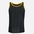Men's breathable mesh sports tank top in black with yellow trim for fitness and running. - S / Black