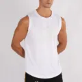 Men's quick-drying sports sleeveless fitness tank top, breathable gym running athletic vest white. - M / White