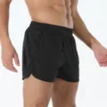 Pantaloncini sportivi neri in mesh da uomo vista dettagliata, traspirante leggero - Taglia S / Nero