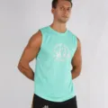Canotta sportiva da uomo ad asciugatura rapida, top da fitness senza maniche traspirante verde. - Blu Lago