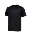 Men's breathable quick-drying short sleeve sports t-shirt detail showing fabric texture and neck label. - S / Black