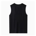Men's Black Quick-Dry Sport Tank Top, Sleeveless Mesh Back Fitness Running T-Shirt - Plain Black