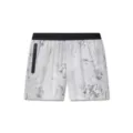 Men's athletic casual sports shorts with zip pocket grey camo design elastic waistband - Light Gray Camouflage