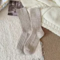 Damen khaki gerippte Strick Socken dick warm Winter Mode gemütlich Freizeit Alltag Stil - Einheitsgröße / Khaki