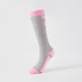 Graue rosa Kompression Sportstrümpfe für Damen Fitness Yoga rutschfeste lange Socken - Punktierter Stil / Rosa