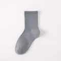 Damen graue gerippte Freizeitsocken einfarbige bequeme atmungsaktive Baumwolle Socken - Einheitsgröße / Blau