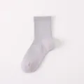 Einfarbige graue Damen-Wadenstrümpfe, bequeme Baumwoll-Rippstrick-Sportsocken für Sie. - Einheitsgröße / Lila