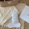 Witte gebreide voetstrop beenwarmers vrouwen herfst vintage slouchy sokken met rand. - Eén maat / Wit