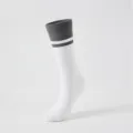 Grau gestreifte Wadensocken für Fitness und Yoga mit rutschfestem Silikonboden für Training. - Punktierter Stil / 1 Paar / Weiß