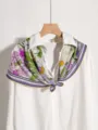 Foulard en soie imprime floral retro elegant avec bordure en dentelle pour femme au printemps - Narcisse printanier