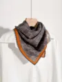 Foulard carré classique en soie rétro avec bordure en dentelle délicate, accessoire de luxe femme - Monogramme luxe léger