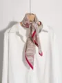 Foulard en soie classique retro motif cachemire bordure dentelle elegante printemps accessoires - Paisley Noix de Cajou Rose Rouge