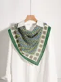 Foulard en Soie Vintage Motif Géométrique Rétro Soie de Mûrier Luxe Mode Foulard - Motif de nœud porte-bonheur