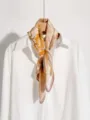 Foulard en soie vintage classique pour femme, élégant tour de cou léger en soie de mûrier. - Paysage Kaki