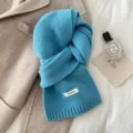Blue knitted wool scarf for women winter warm soft cozy casual stylish outer wear neck warmer - Glacier Blue
