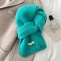 Turquoise wool scarf for women winter warm cozy knitted neck warmer soft stylish 100% wool - Teal Blue