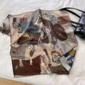 Luxury silk wool square scarf women autumn winter 65cm elegant neckerchief designer style - Armored Steed - Brown
