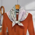Artistic print silk wool square scarf women autumn winter new Korean versatile 65cm neckerchief - Purple Lily of the Valley Dream