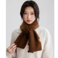 Warm knit scarf for women, cozy winter neck warmer, stylish autumn cold weather accessory. - Coffee Color