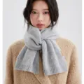 Women winter warm knit scarf grey stylish cozy autumn neck warmer soft daily commute - Light Gray