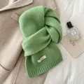 Green knit wool scarf, warm winter cozy scarf variant, soft wool neck warmer for women. - Mint Green