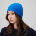 Bonnet en tricot bleu pour femme, chapeau d'hiver confortable, accessoire casual élégant. - 20*26cm / Bleu