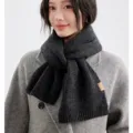 Dunkelgrauer Damen Strickschal Winter Warm Weich Mode Lässig Pendeln Nackenschutz Tuch - Schwarz